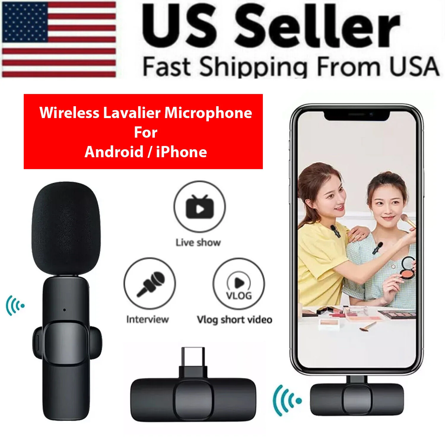 Mini Wireless Lavalier Microphone – Plug & Play Clip-On Mic for iOS & Android, Clear Audio for Video Recording & Streaming Prime picks